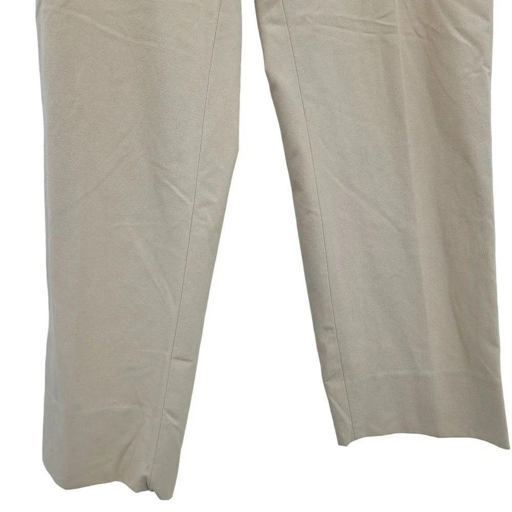 Vtg 90s Talbots High-Rise Flat Front Dress Pants Sz 8 Beige‎ Tapered Split Hem